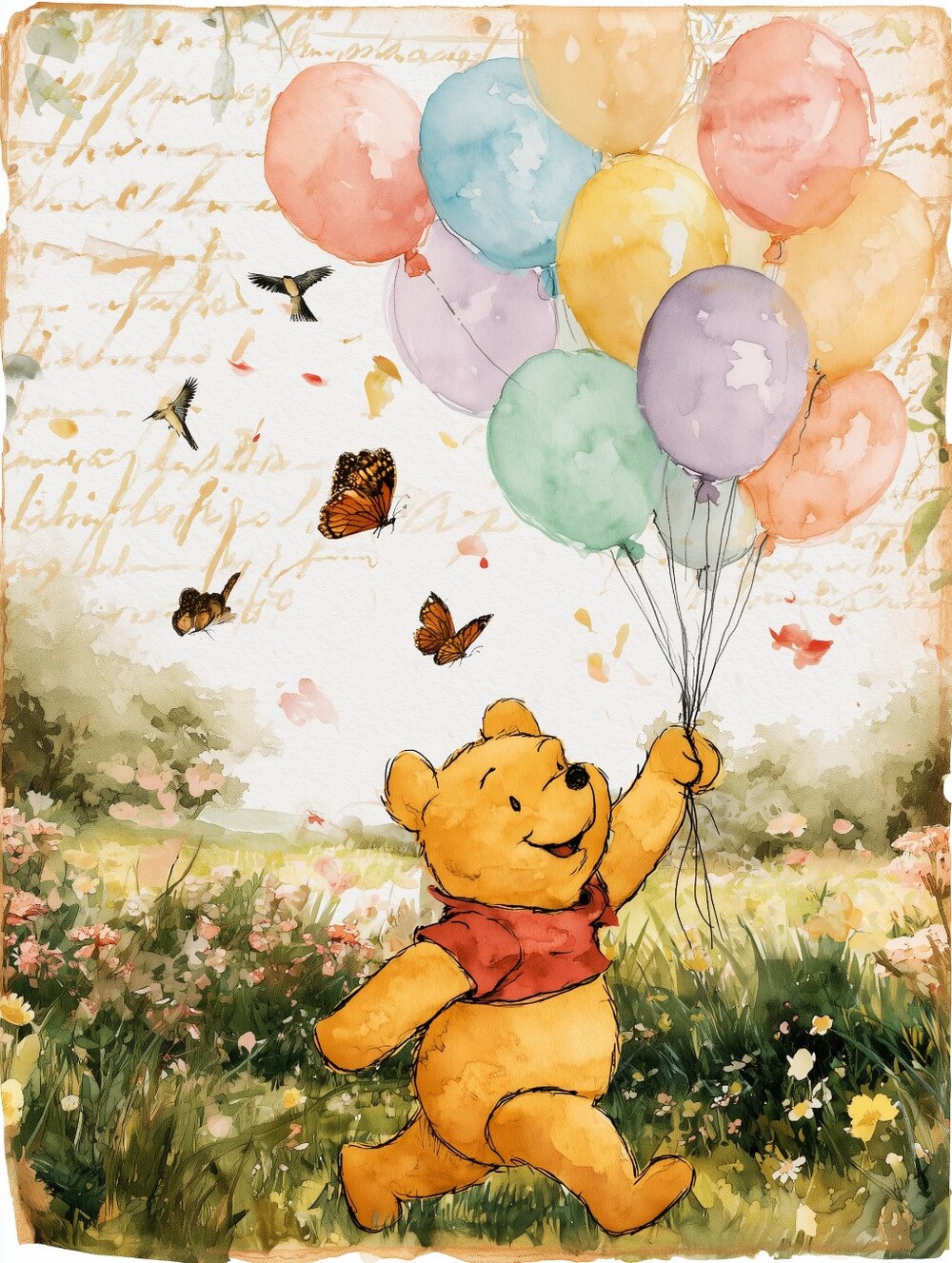 80pc=Pooh Inspired Prints Or Jornual Sheets Special